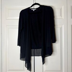 Adrienne Vittadini Black Asymmetrical Chiffon Hem Top – Medium